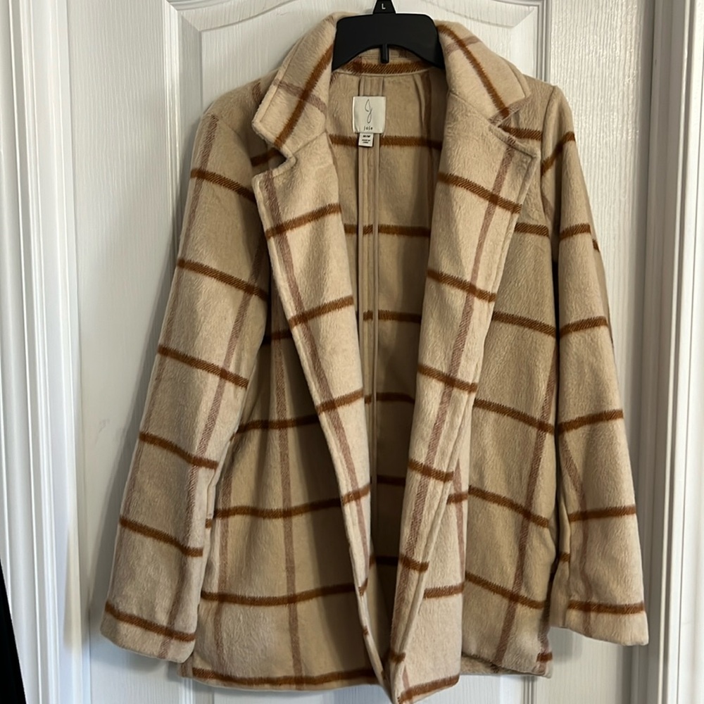 Joie windowpane plaid fall coat M
